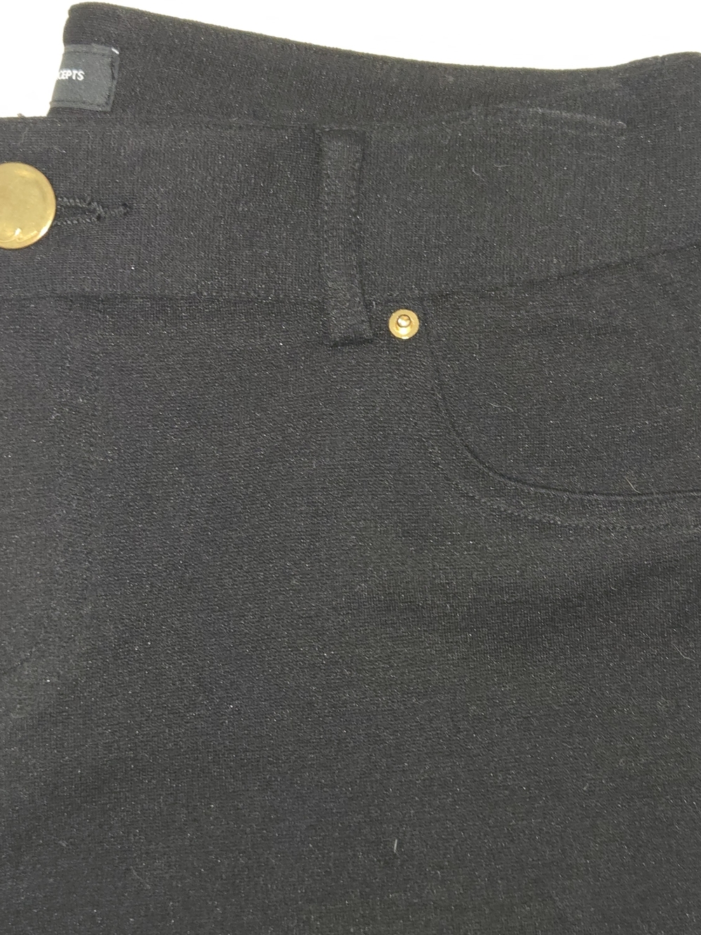 INC International Concepts Black Ponte Skinny Pants with Gold Logo Womens Size 4 - Picture 3 of 12